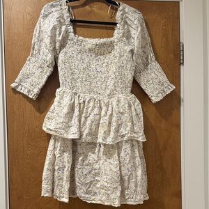 Free the Roses Floral Mini Dress - Cream